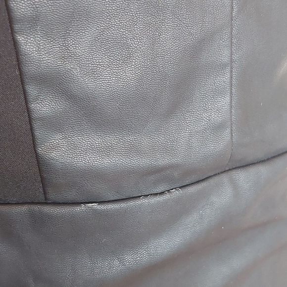 Zara Trafaluc Black V-neck Faux Leather Mixed Media Mini Dress Small NWT Defects - Picture 3 of 11